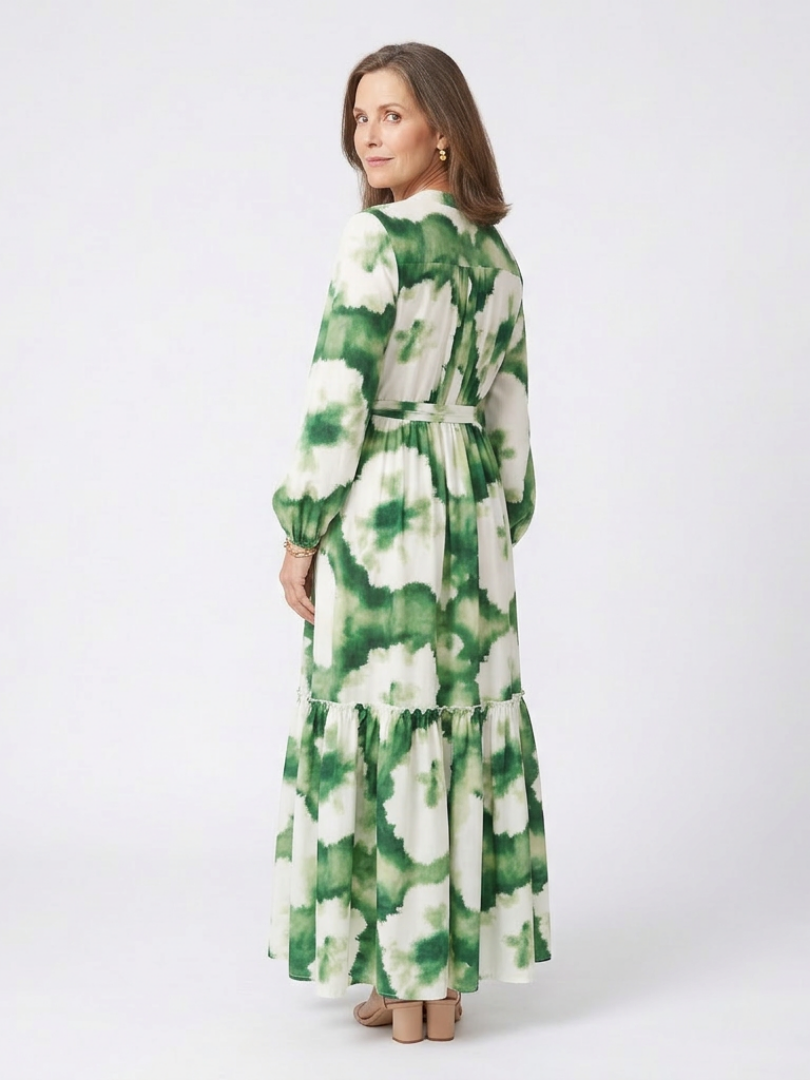 Floral Tiered Summer Dress with Balloon Sleeves and Tie Waist
