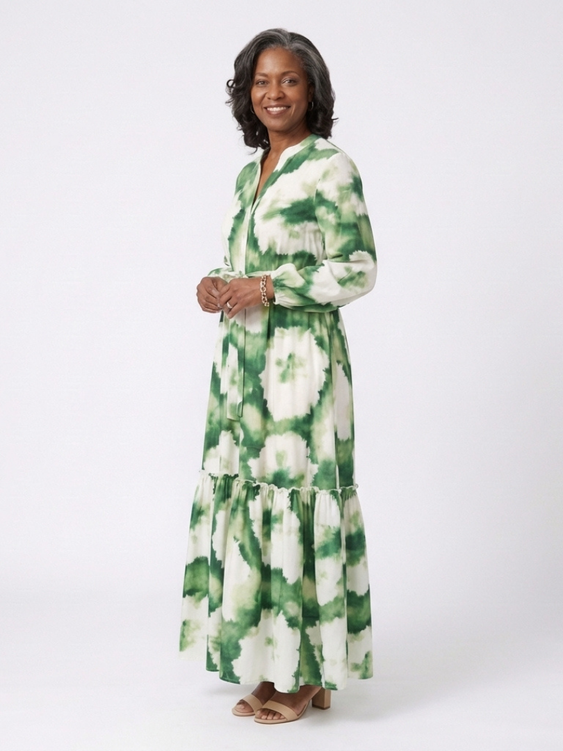 Floral Tiered Summer Dress with Balloon Sleeves and Tie Waist
