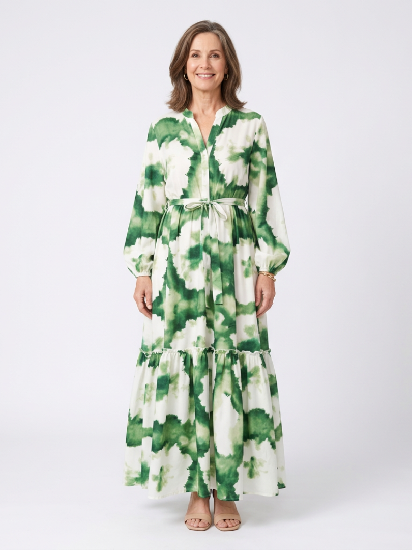 Floral Tiered Summer Dress with Balloon Sleeves and Tie Waist