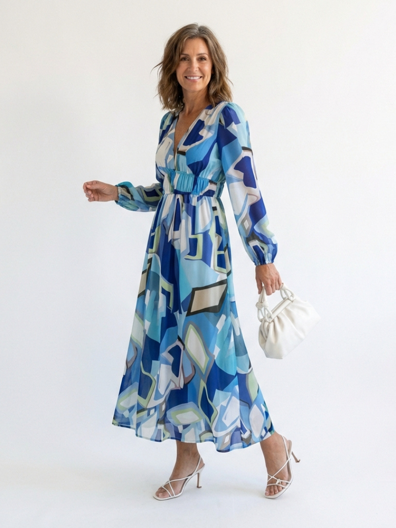 Floral Wrap Front Maxi Dress with Long Sleeves and Ruffle Tiered Skirt
