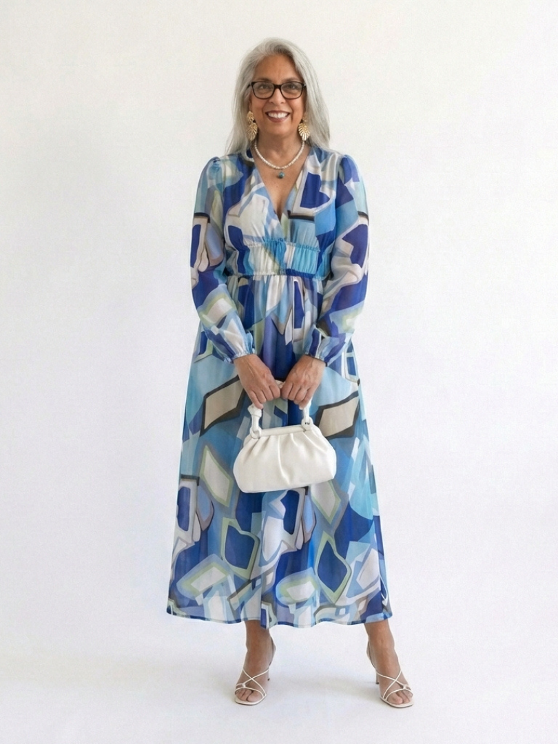 Floral Wrap Front Maxi Dress with Long Sleeves and Ruffle Tiered Skirt