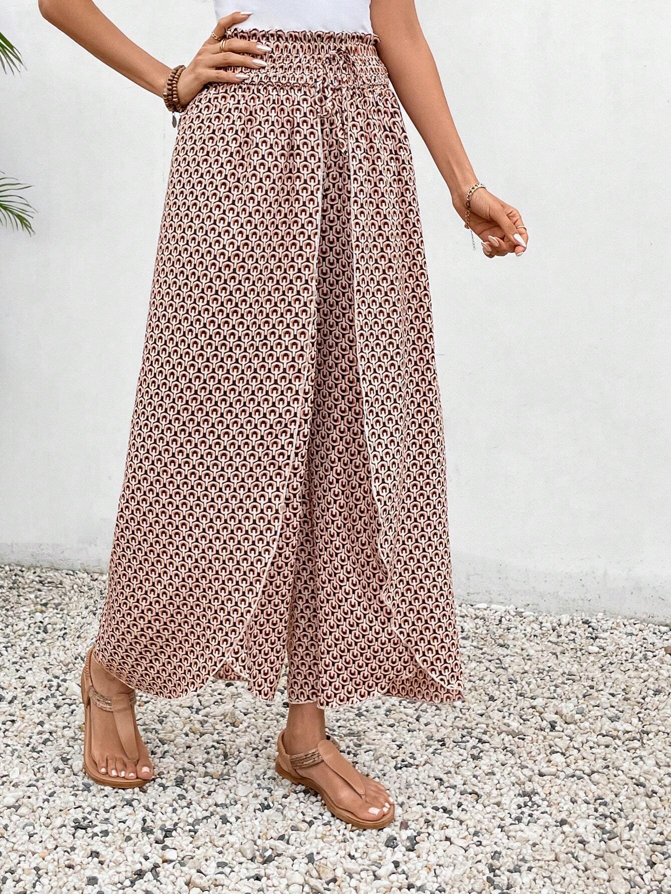 Floral Print Wide Leg Palazzo Trousers with Elasticated Waist