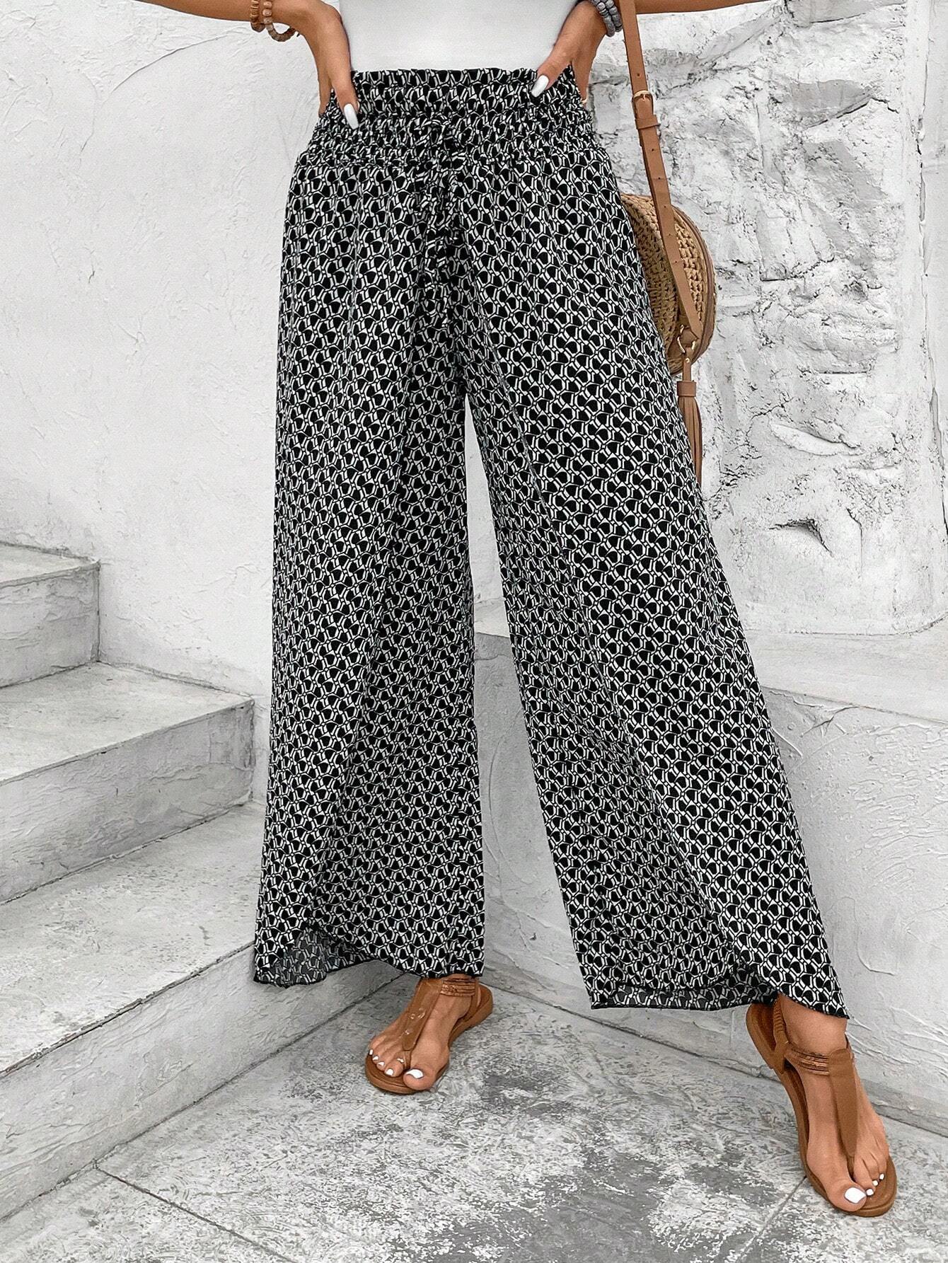 Floral Print Wide Leg Palazzo Trousers with Elasticated Waist
