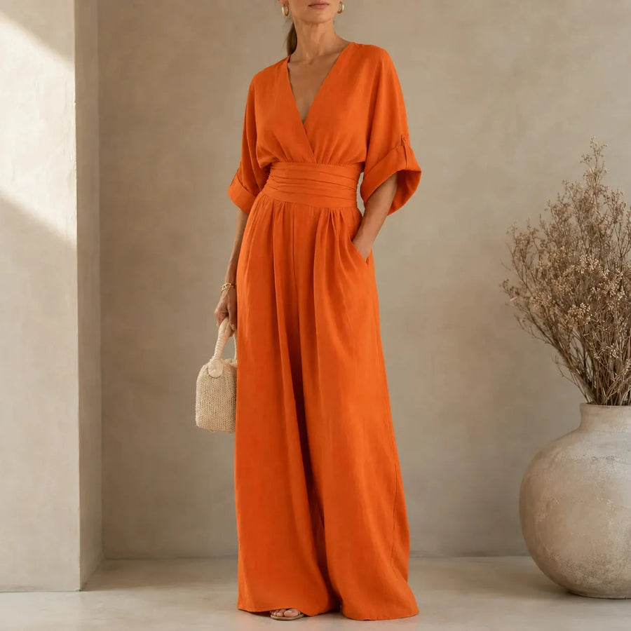 Sofia | Wide Leg V Neck Jumpsuit
