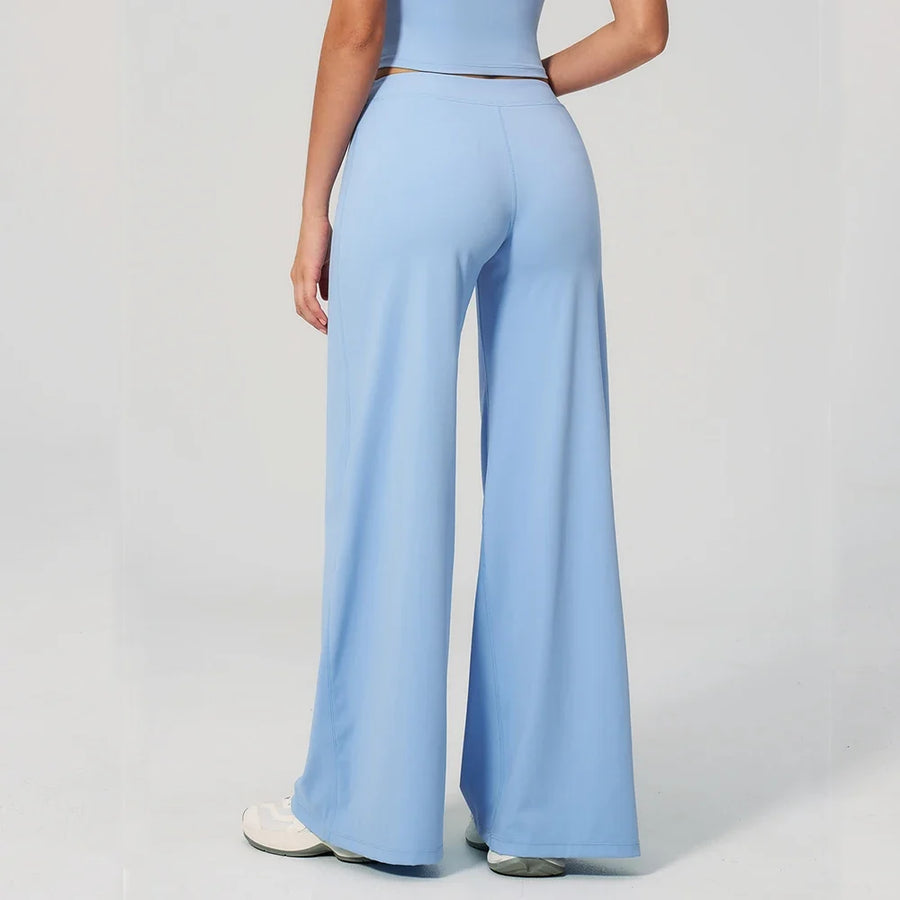 High Waist Wide Leg Trousers with Elasticated Waistband