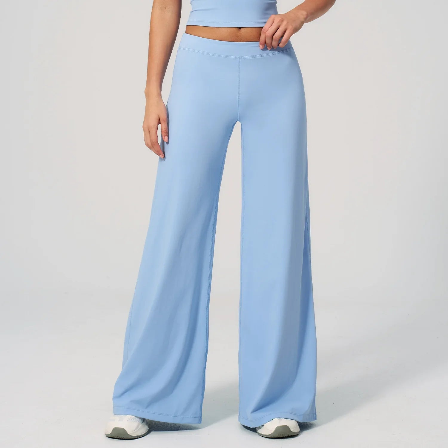 High Waist Wide Leg Trousers with Elasticated Waistband