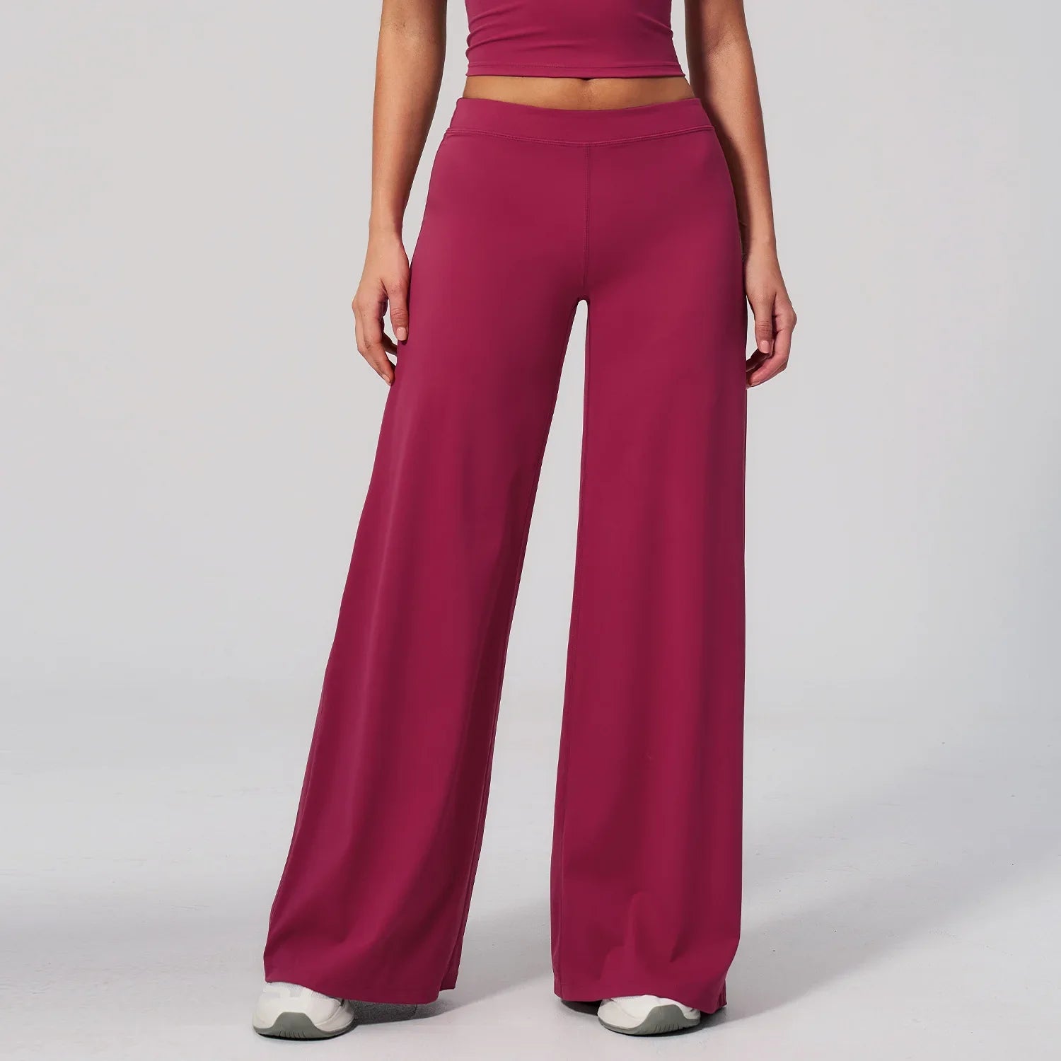 High Waist Wide Leg Trousers with Elasticated Waistband