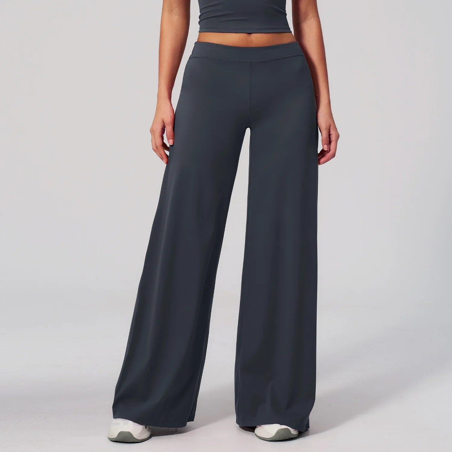 High Waist Wide Leg Trousers with Elasticated Waistband
