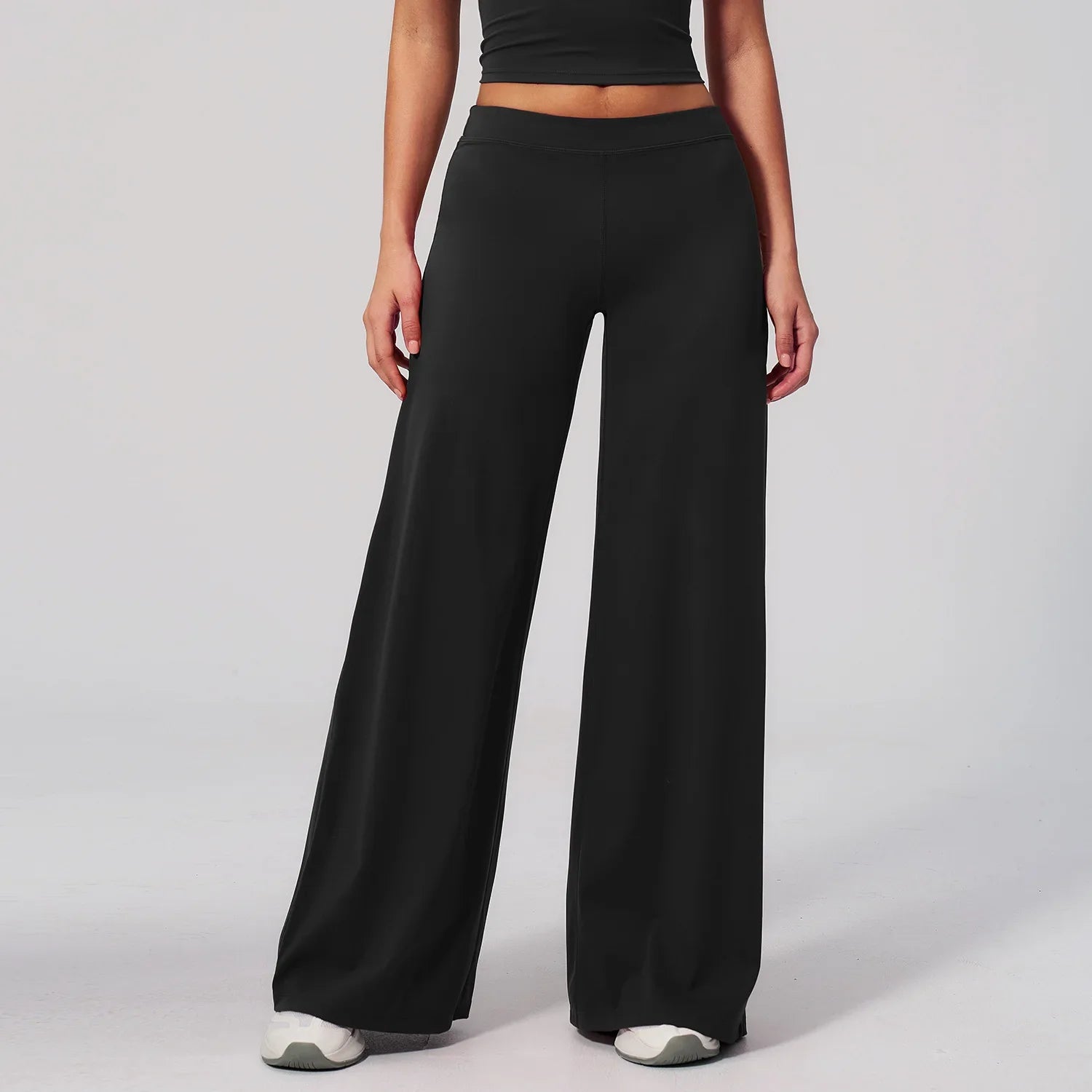 High Waist Wide Leg Trousers with Elasticated Waistband
