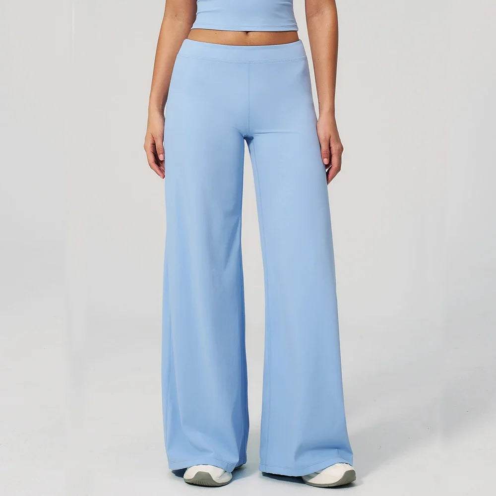 High Waist Wide Leg Trousers with Elasticated Waistband