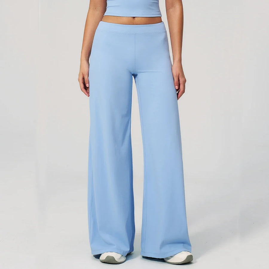 High Waist Wide Leg Trousers with Elasticated Waistband