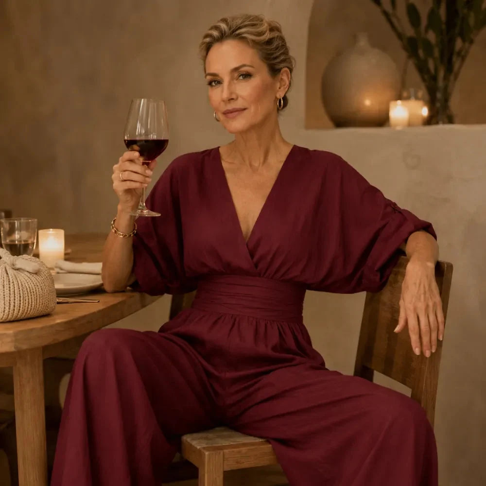 Sofia | Wide Leg V Neck Jumpsuit