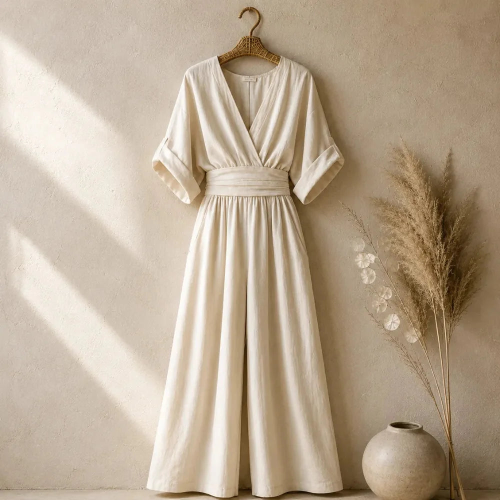 Sofia | Wide Leg V Neck Jumpsuit