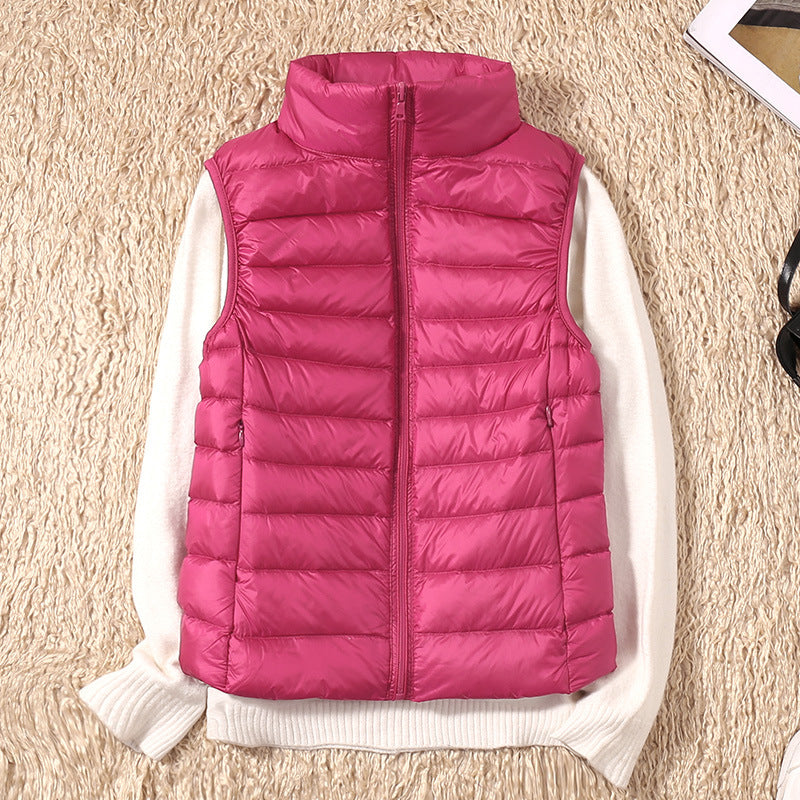 Lightweight Padded Gilet with Stand Collar and Zip Front