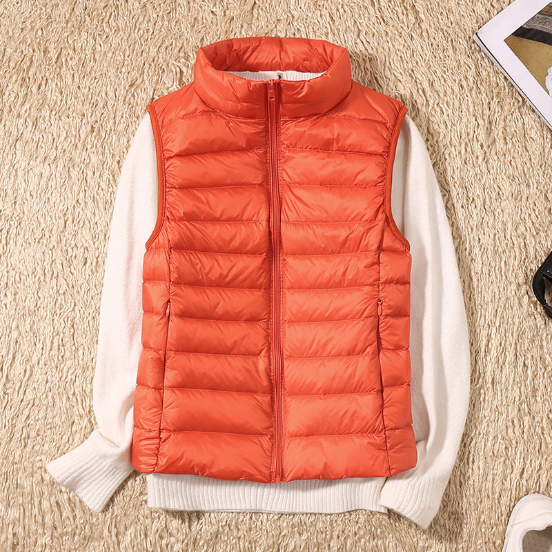 Lightweight Padded Gilet with Stand Collar and Zip Front