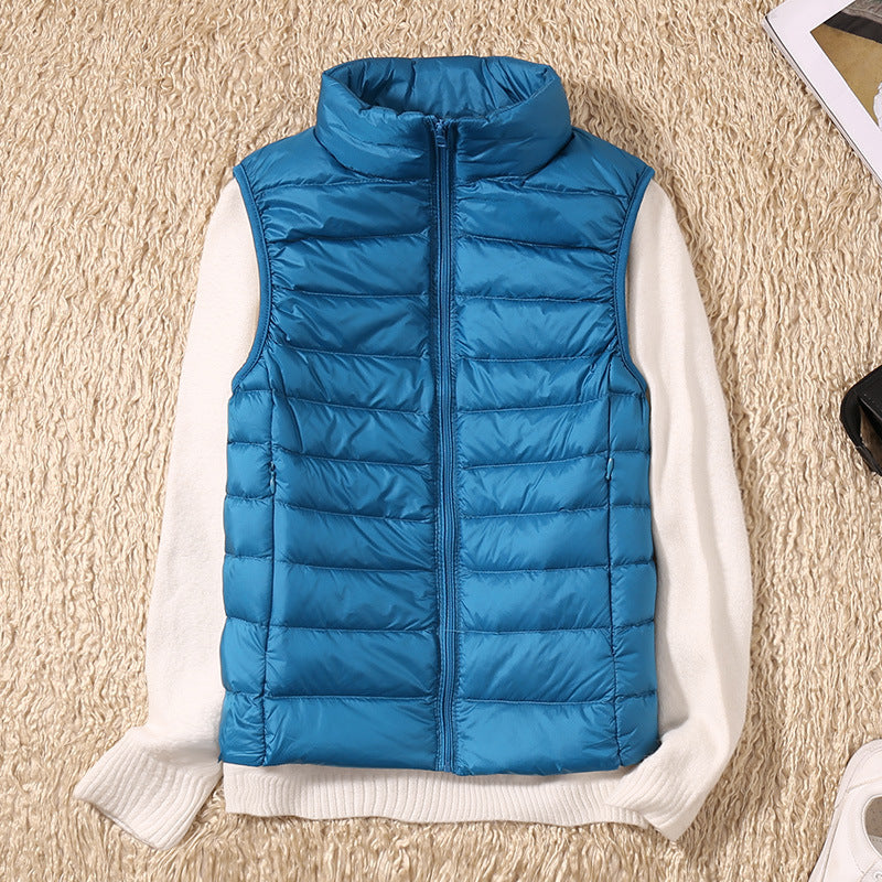Lightweight Padded Gilet with Stand Collar and Zip Front