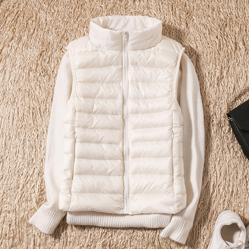 Lightweight Padded Gilet with Stand Collar and Zip Front
