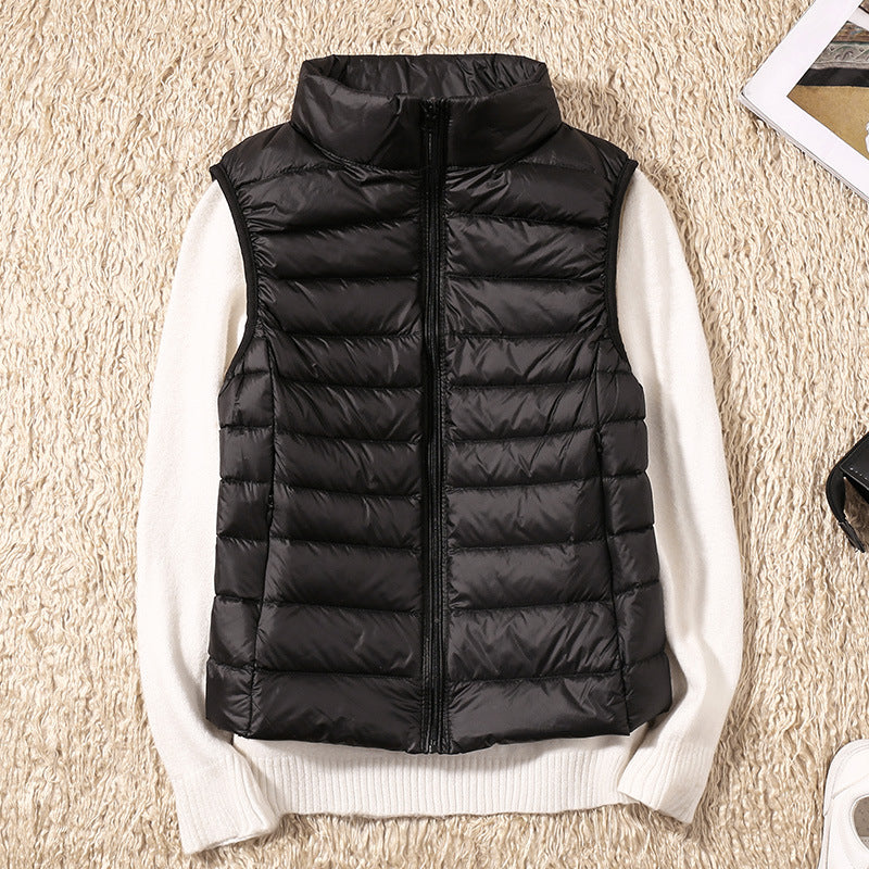 Lightweight Padded Gilet with Stand Collar and Zip Front