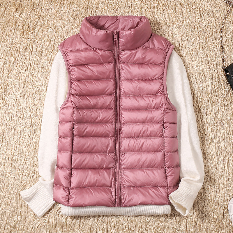 Lightweight Padded Gilet with Stand Collar and Zip Front