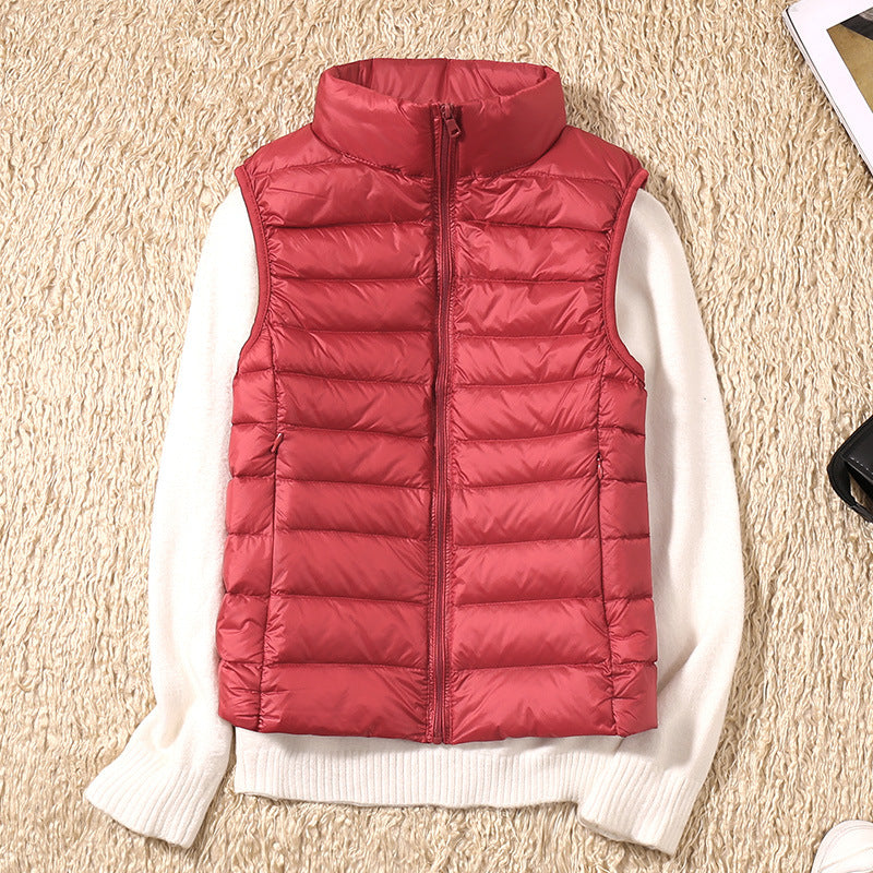 Lightweight Padded Gilet with Stand Collar and Zip Front