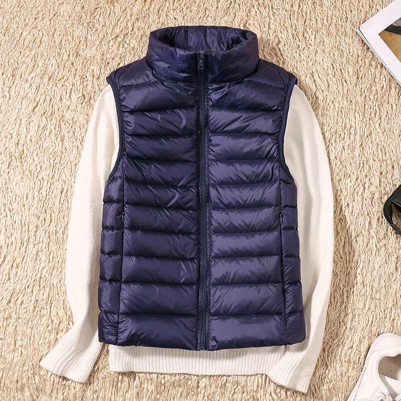 Lightweight Padded Gilet with Stand Collar and Zip Front