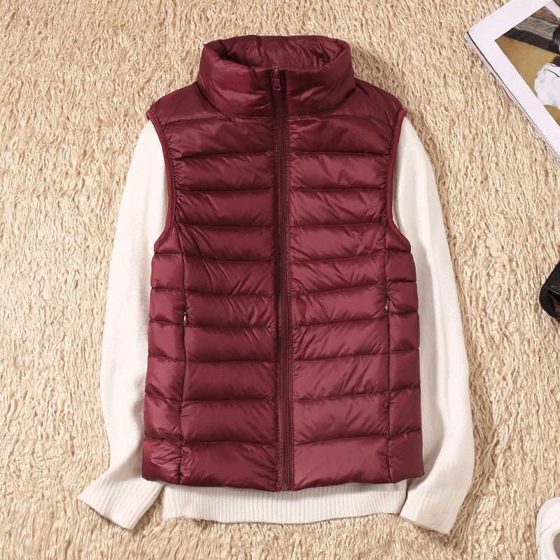 Lightweight Padded Gilet with Stand Collar and Zip Front