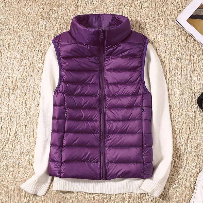Lightweight Padded Gilet with Stand Collar and Zip Front