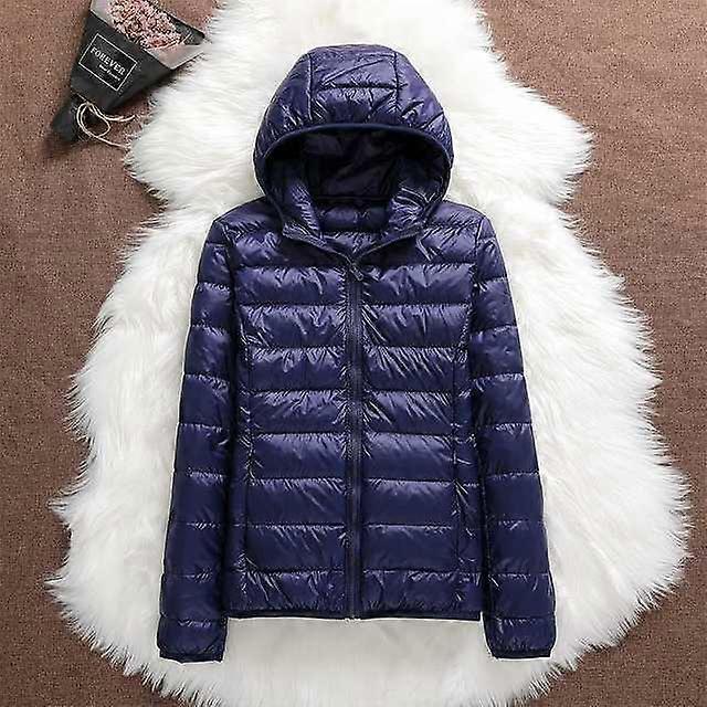 Lightweight Windproof Hooded Puffer Jacket with Zip Closure
