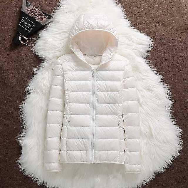 Lightweight Windproof Hooded Puffer Jacket with Zip Closure