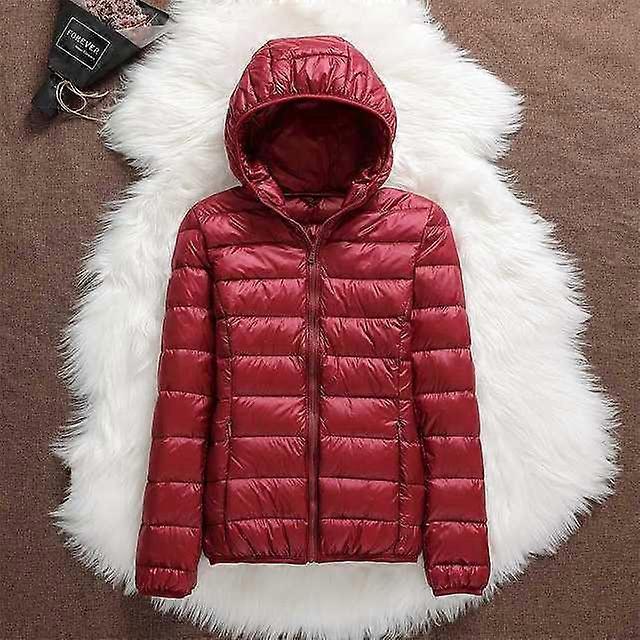 Lightweight Windproof Hooded Puffer Jacket with Zip Closure