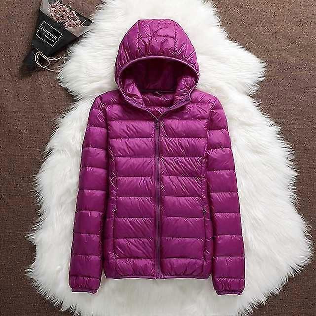 Lightweight Windproof Hooded Puffer Jacket with Zip Closure