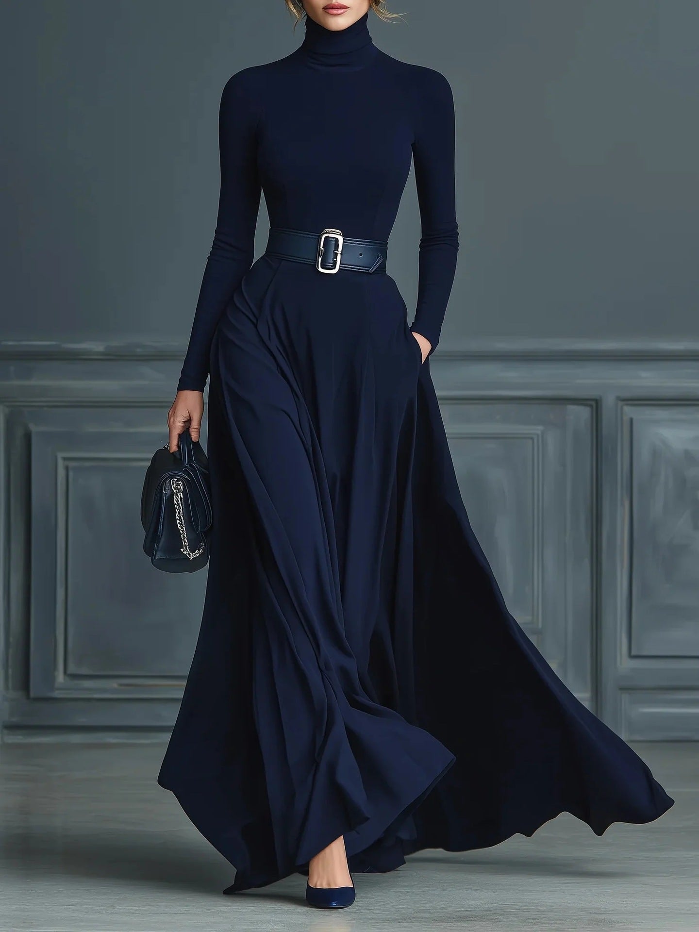 CORTLISS | HIGH-NECK MAXI DRESS