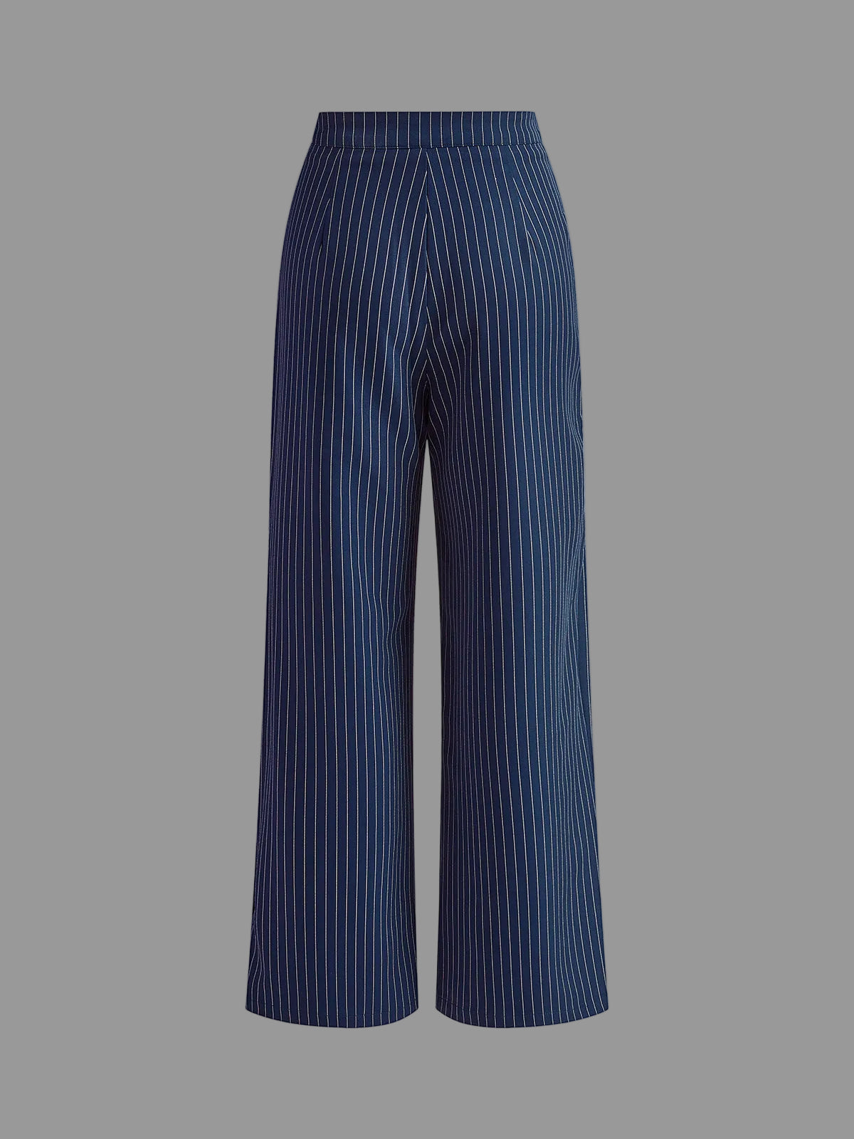 Polished Pinstripe Wide Leg Trousers with High Waist and Pleated Front