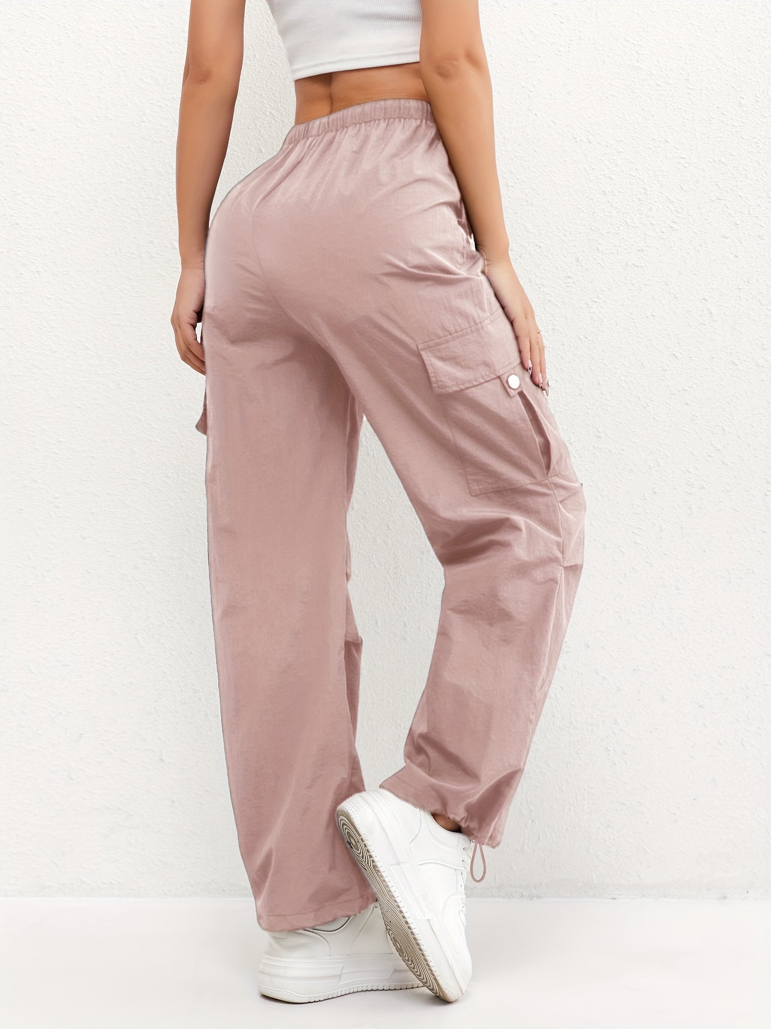 Relaxed Cargo Trousers with Elasticated Waist and Drawstring Hem
