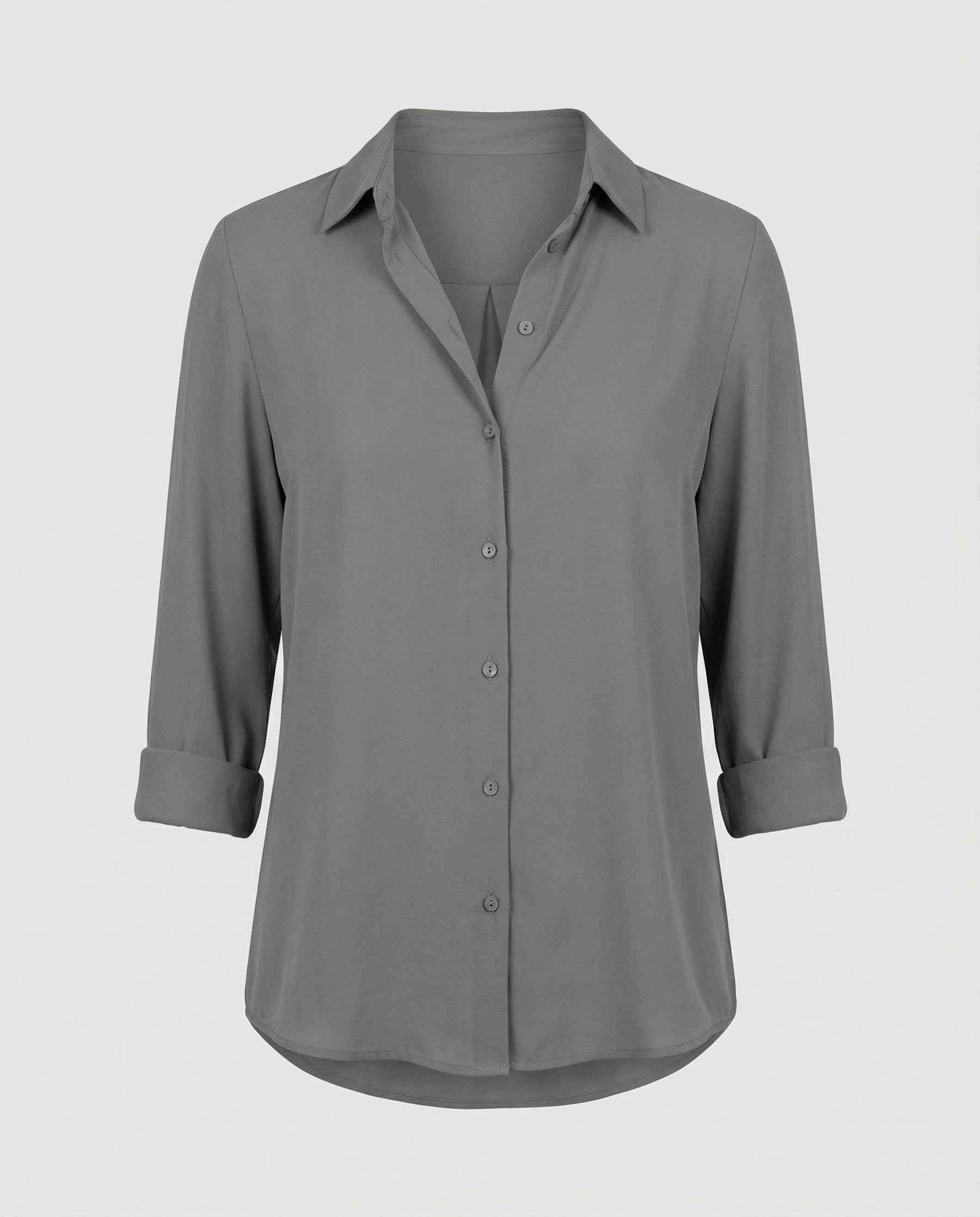 Relaxed Fit Blouse with Classic Collar and Three Quarter Sleeves