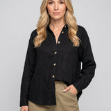 Relaxed Linen Shirt with Button Front and Collar