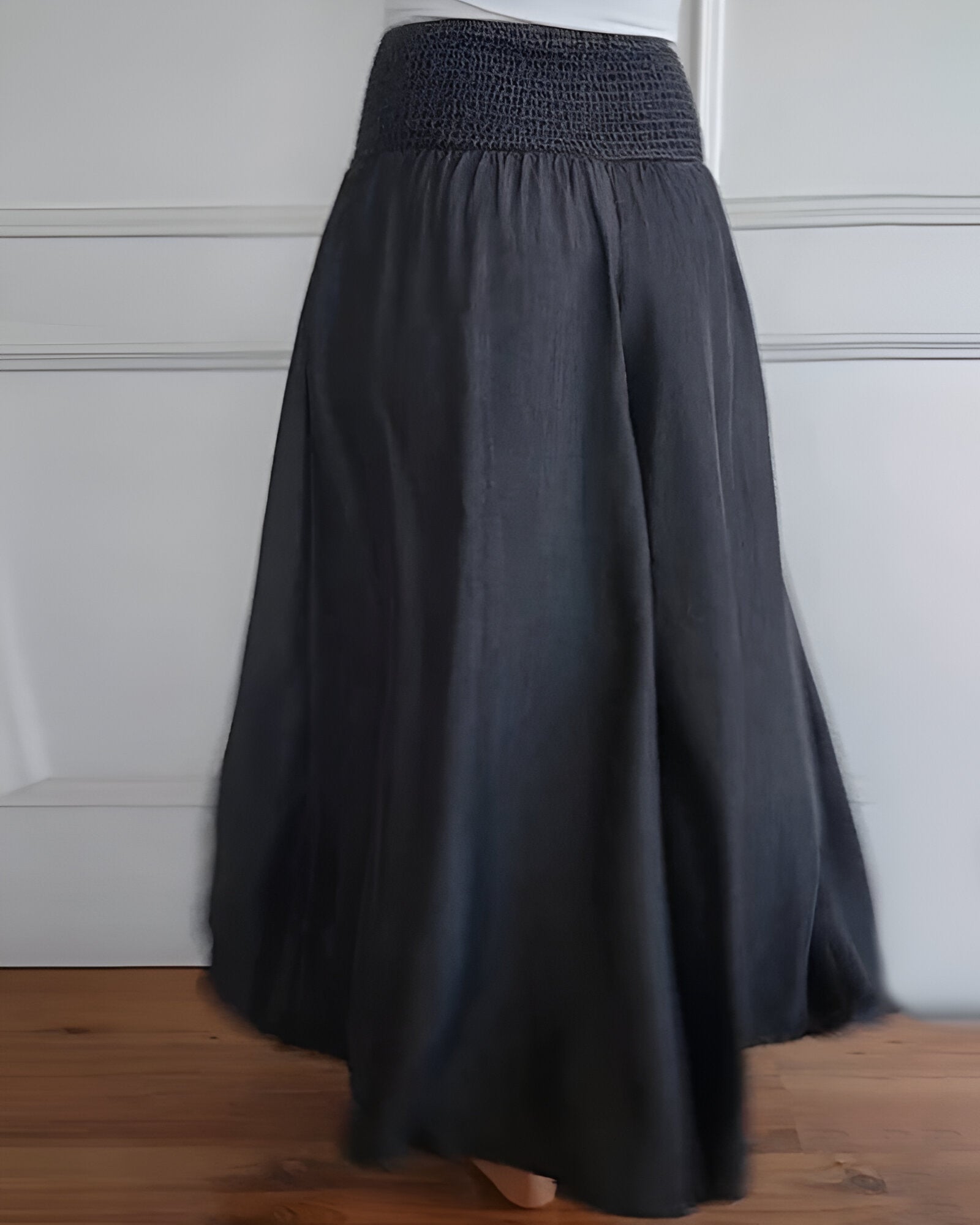 Relaxed Wide Leg Palazzo Pants with Smocked Waist and Pockets
