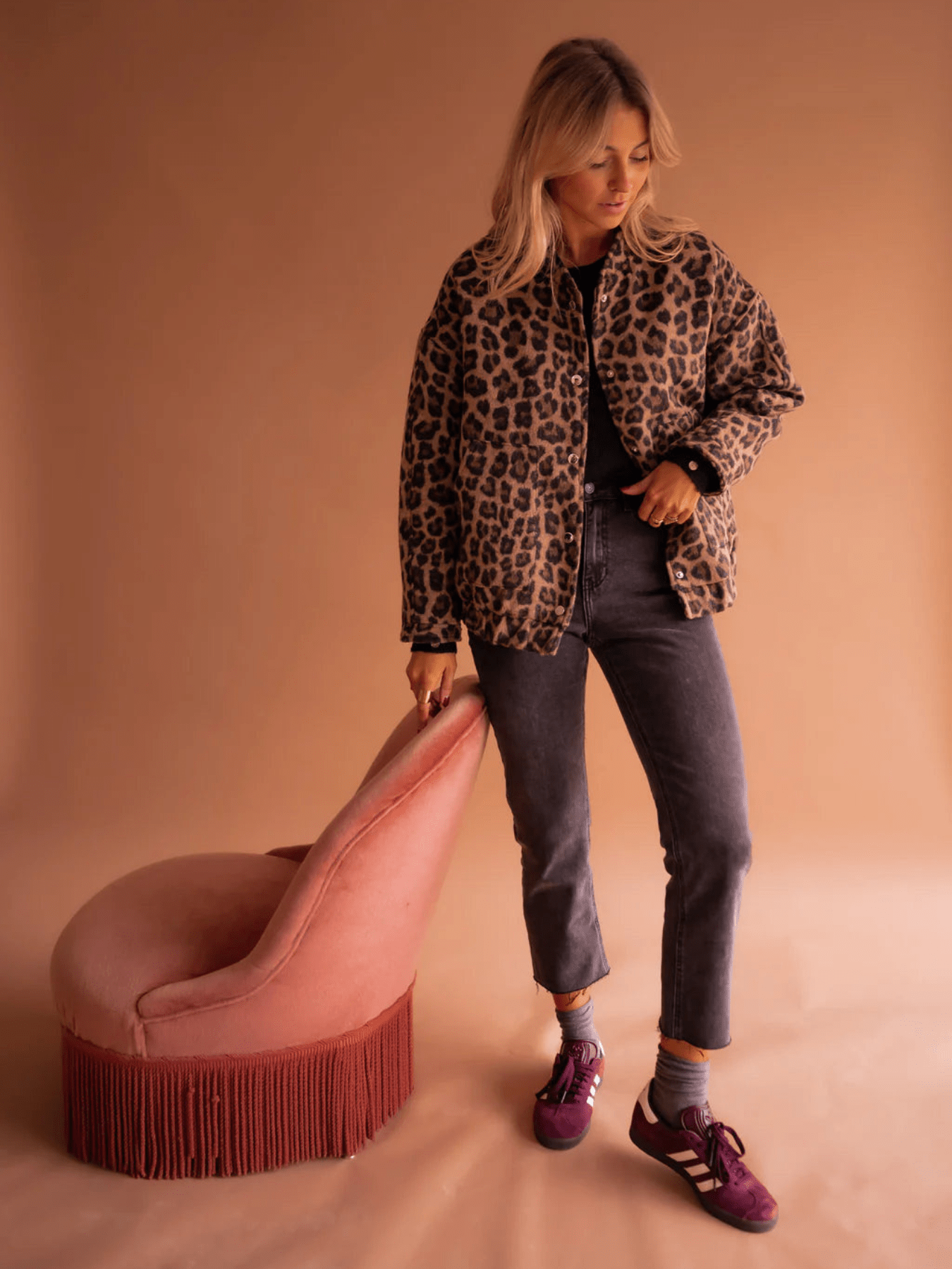 Relaxed fit Leopard Print Teddy Fleece Jacket