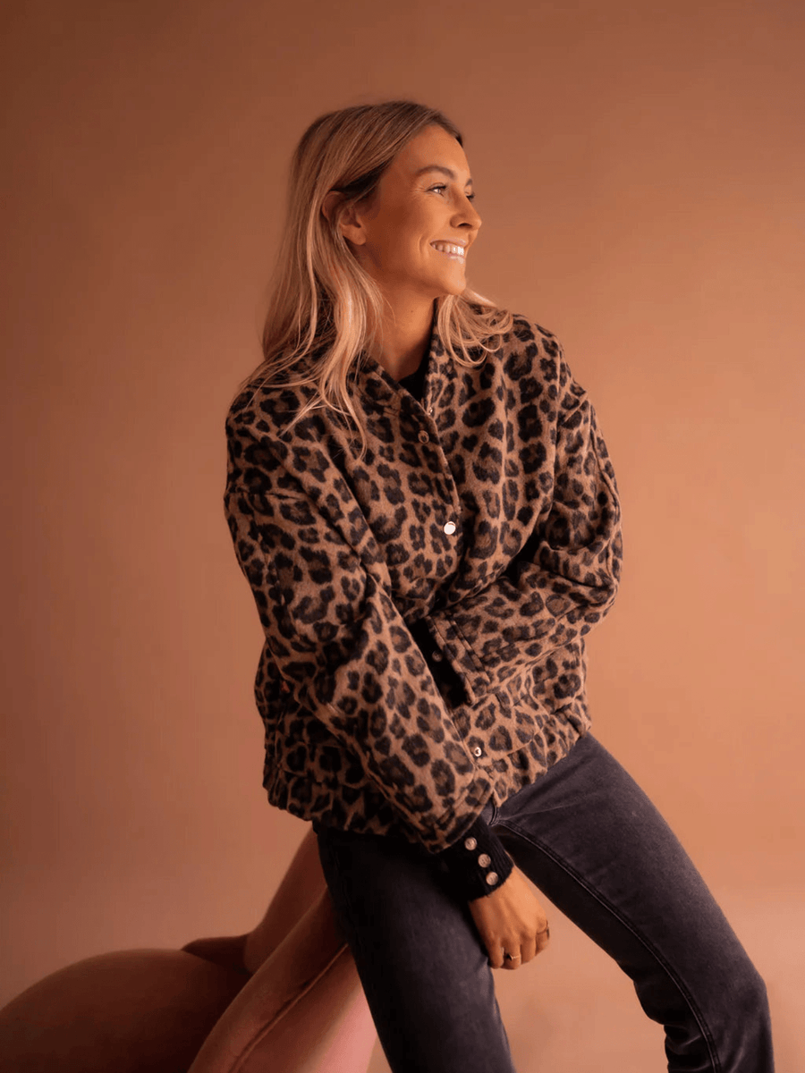 Relaxed fit Leopard Print Teddy Fleece Jacket
