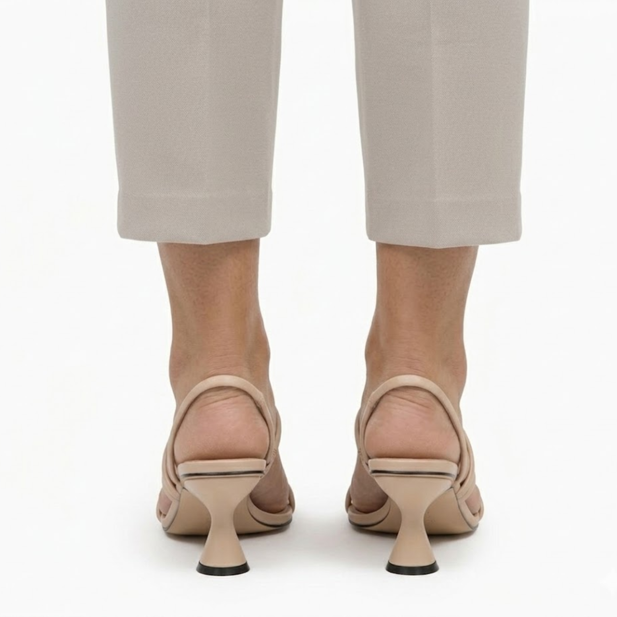 Strappy Heeled Sandals with Square Toe and Slingback Strap