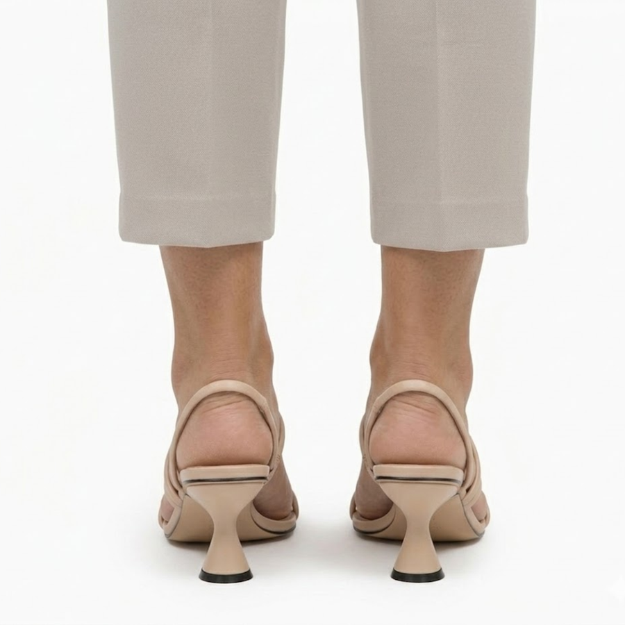 Strappy Heeled Sandals with Square Toe and Slingback Strap