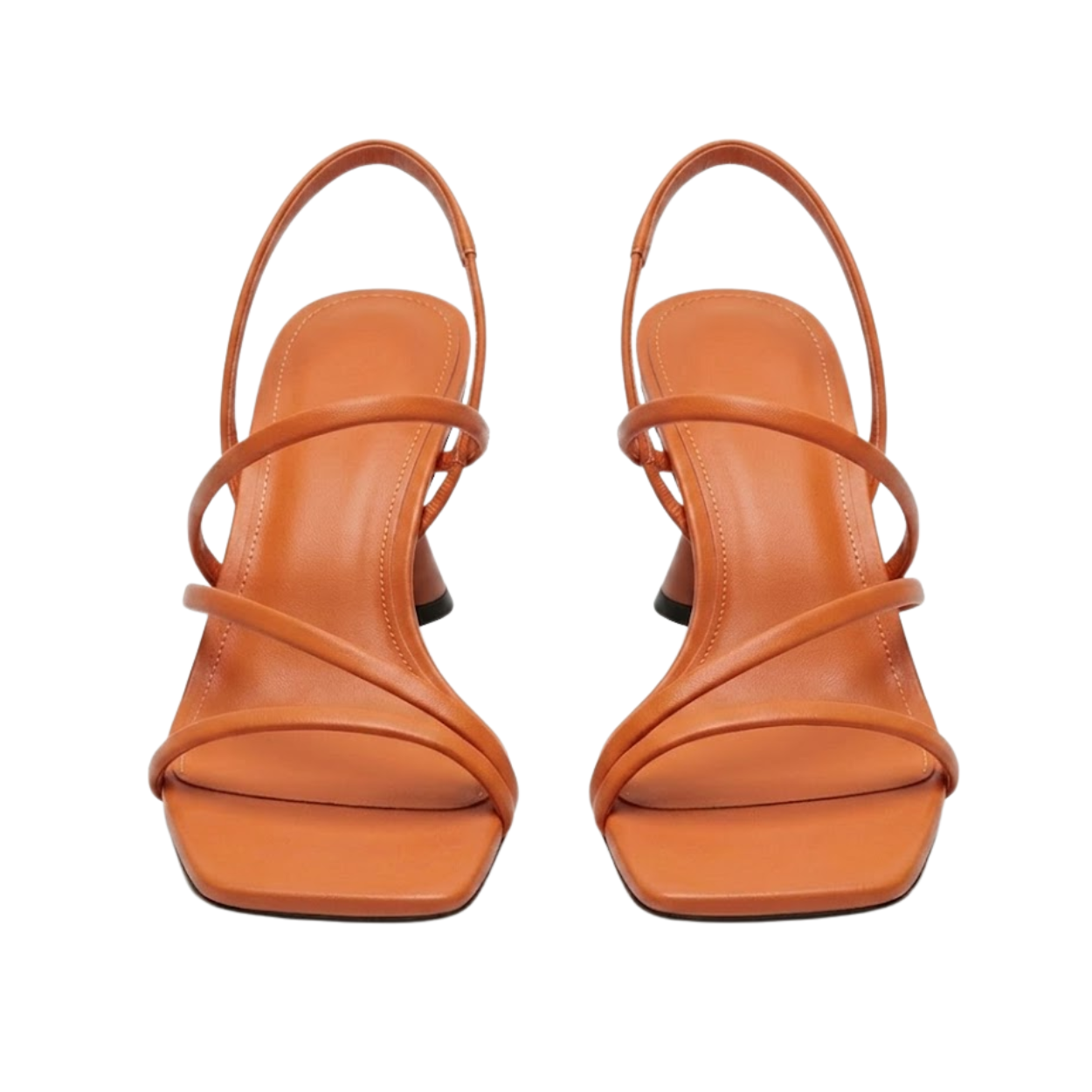 Strappy Heeled Sandals with Square Toe and Slingback Strap