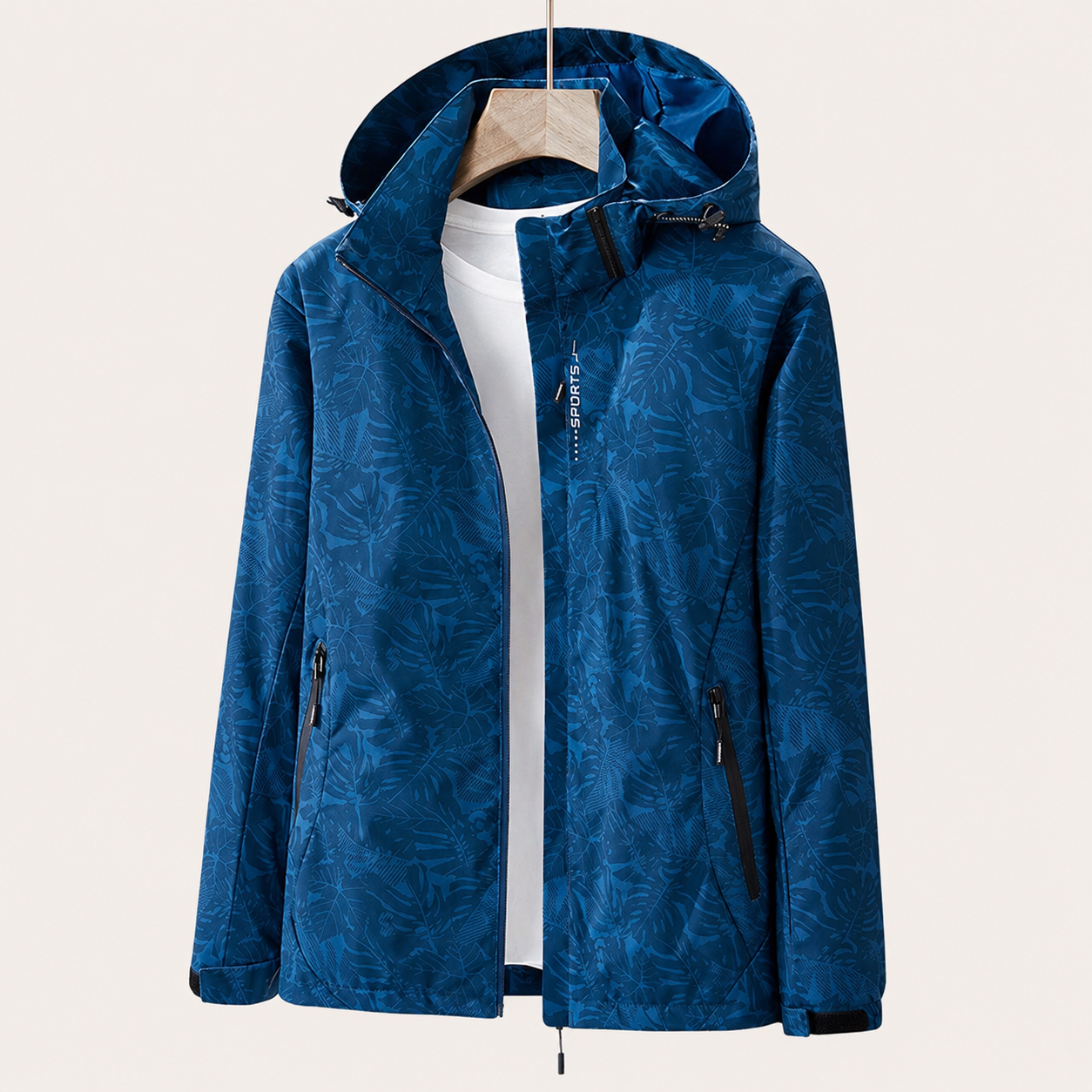 Lightweight Hooded Windbreaker Jacket with Zip Pockets