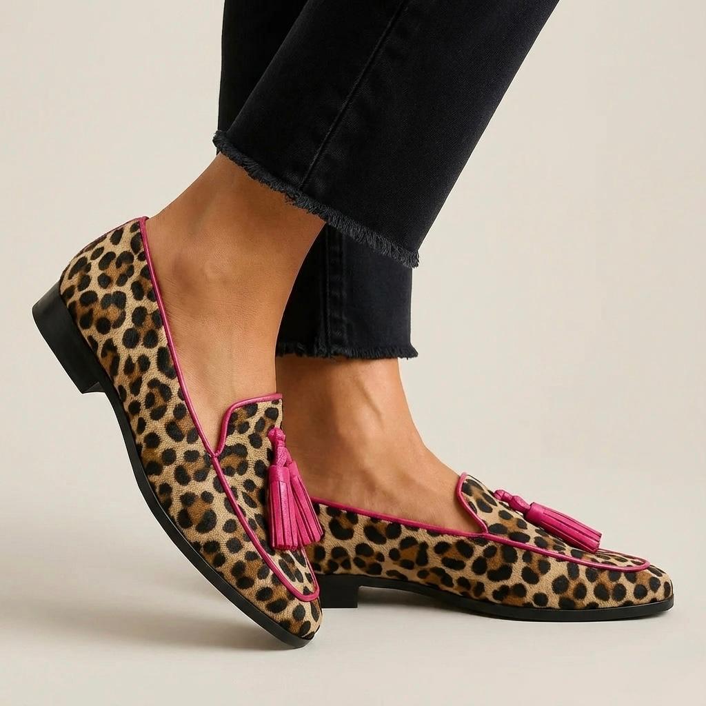 Lila | Panther Print Loafer with Tassel