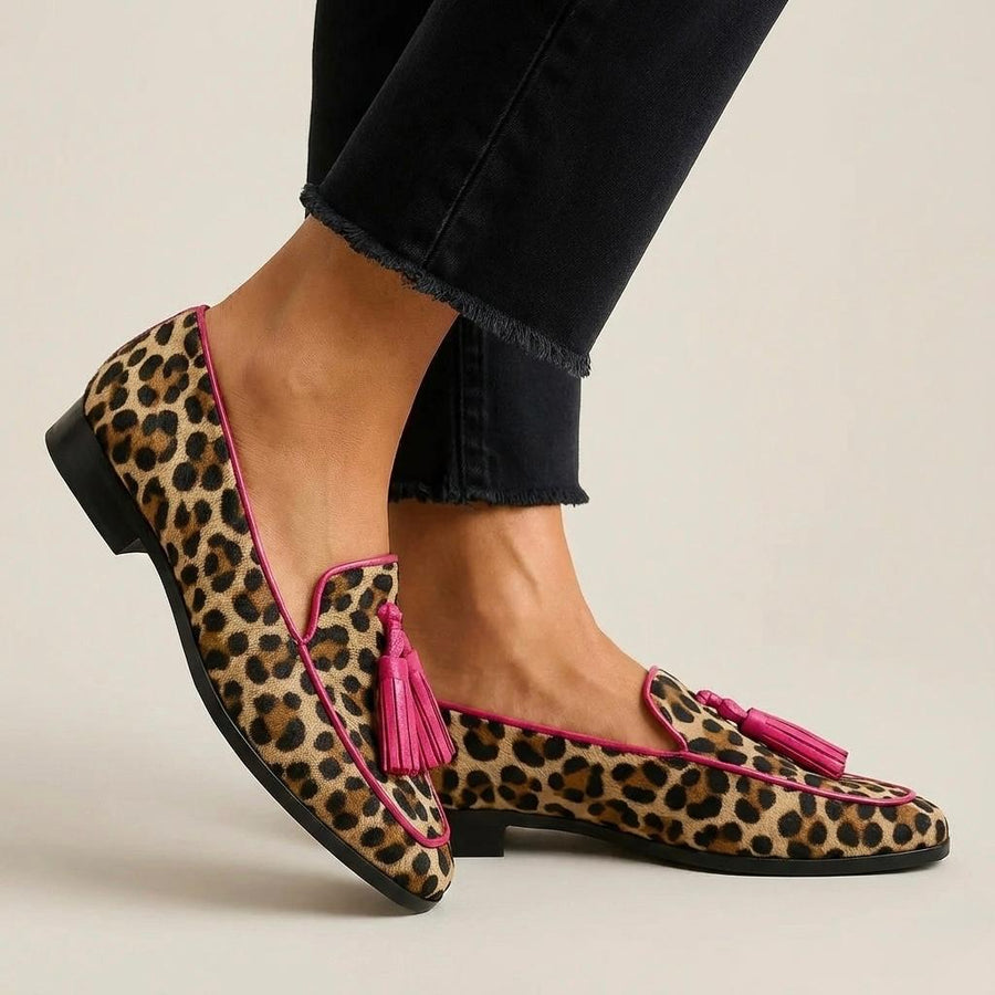 Lila | Panther Print Loafer with Tassel