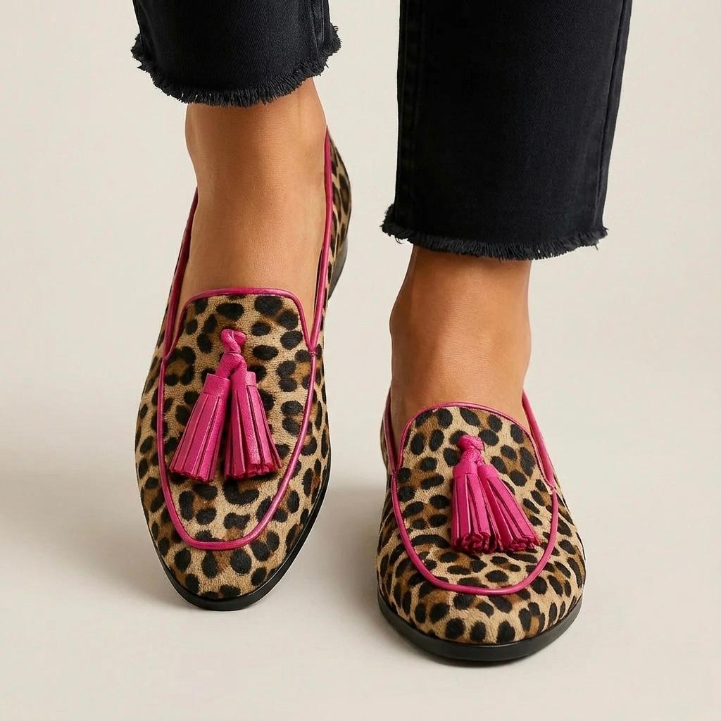 Lila | Panther Print Loafer with Tassel
