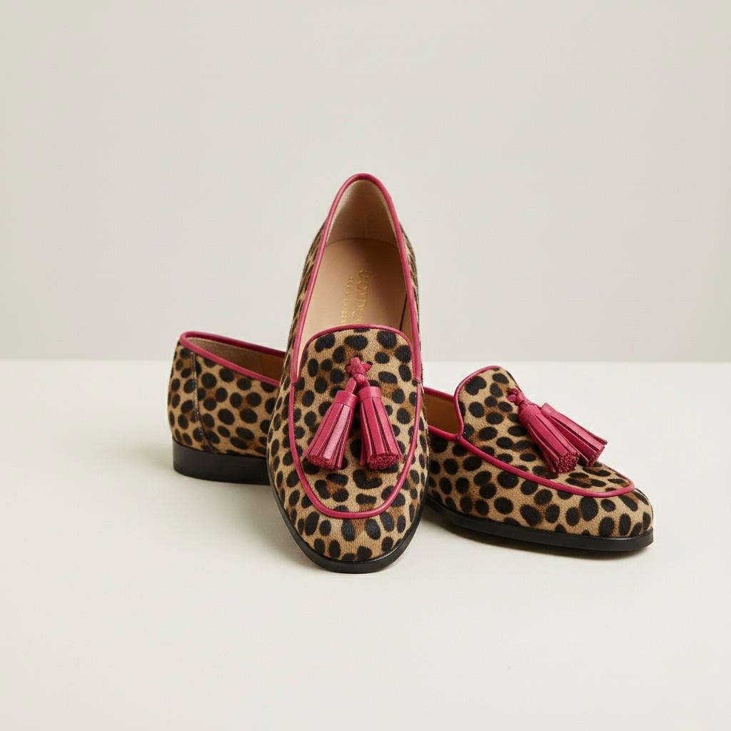 Lila | Panther Print Loafer with Tassel