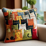 CATPATCH | COLOURFUL CAT PATCHWORK PRINTED CUSHION COVER