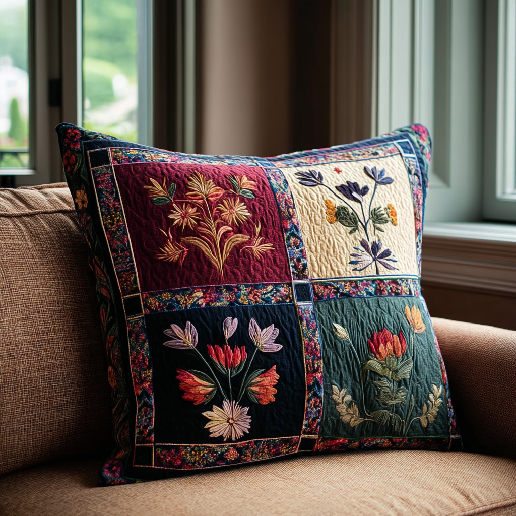 BOTANIVIA | VINTAGE FLORAL PATCHWORK PRINTED CUSHION COVER