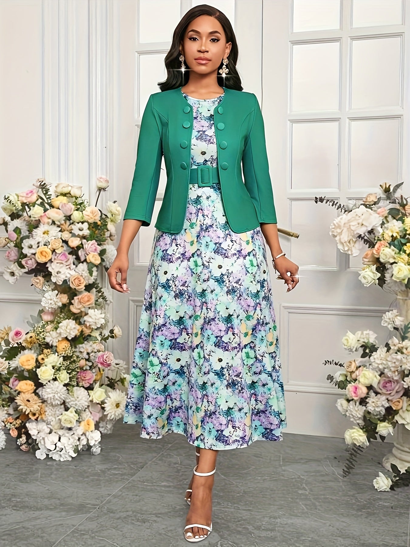 AMELIE LANE | PRINTED BELTED TWO-PIECE SET